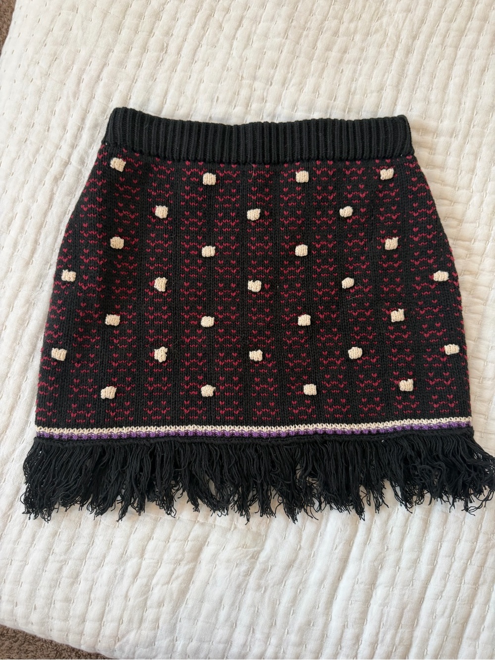 Mutma Fringed Knit Mini Skirt in Black and Red - worn once - Picture 4 of 7